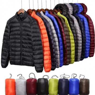 Wholesale Light Warm Duck Feather Custom Logo Nylon   Puffer Jackets Coat